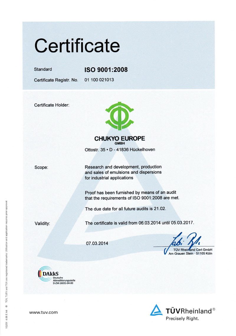 Certificate ISO 9001:2008 (GB)